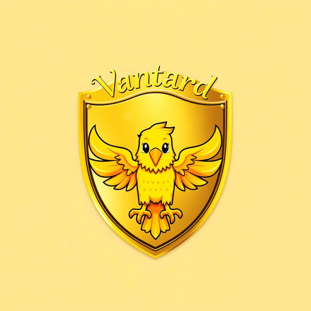 A cute golden shield featuring a vibrant yellow eagle at its center