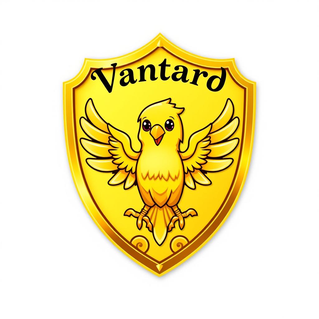 A cute golden shield featuring a vibrant yellow eagle at its center