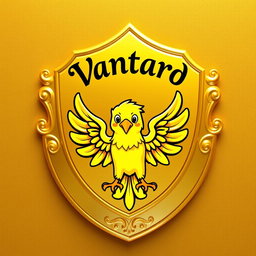 A cute golden shield featuring a vibrant yellow eagle at its center