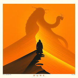 An expressionism art style movie poster for the film DUNE, featuring a massive sand dune as the central subject