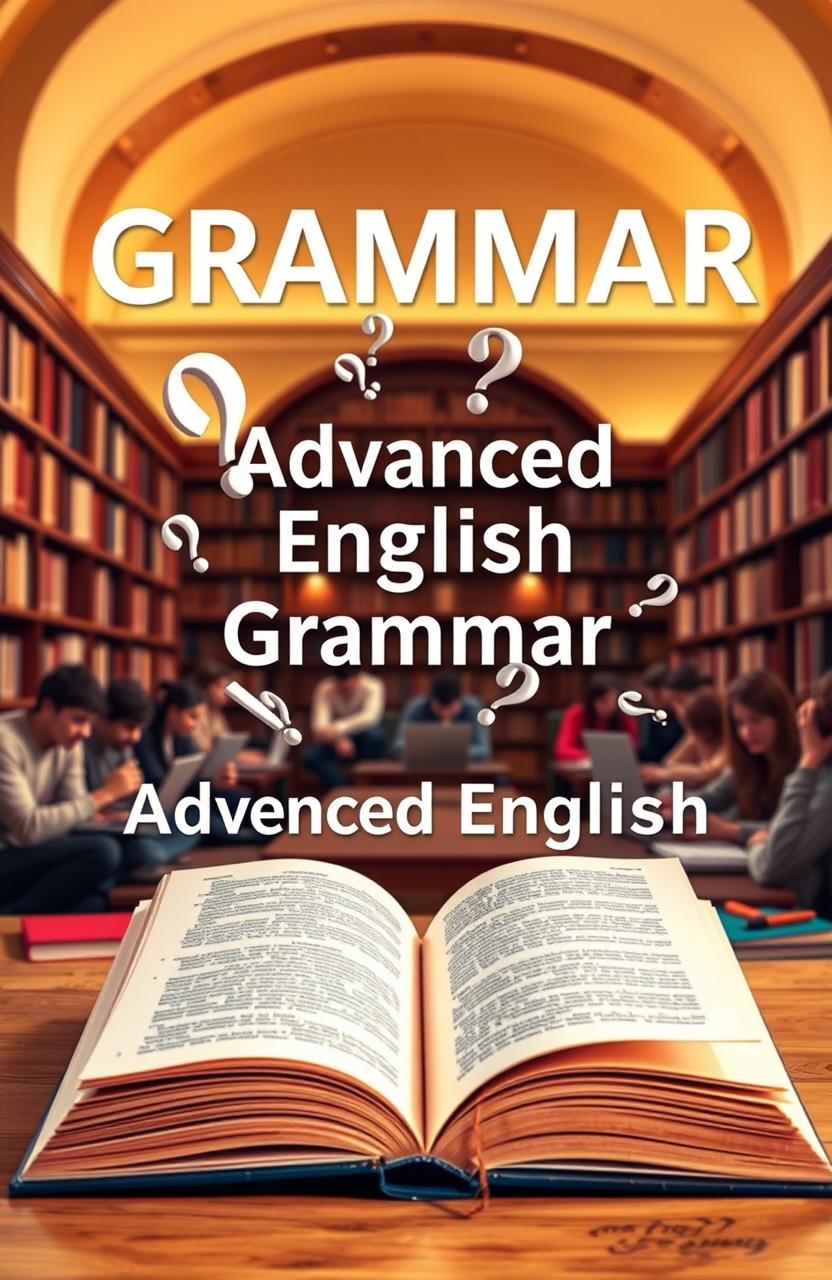 A visually appealing cover image for an advanced English grammar textbook aimed at university students