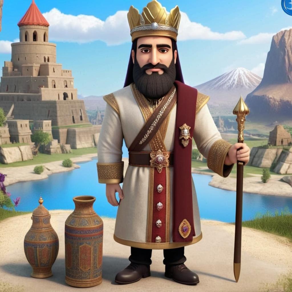genrate Armenian king like 3d cartoon character