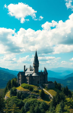 A breathtaking view of Ilvermorny School of Witchcraft and Wizardry, set atop the highest peak of Mount Greylock, Massachusetts