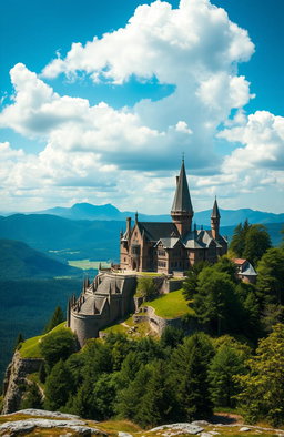 A breathtaking view of Ilvermorny School of Witchcraft and Wizardry, set atop the highest peak of Mount Greylock, Massachusetts