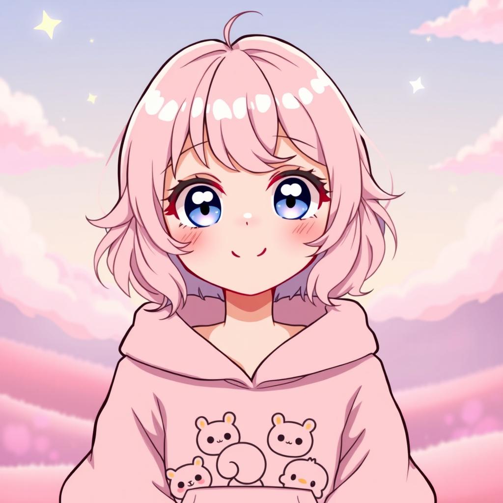 A cute, stylized woman with large, expressive eyes and a playful smile, embodying the 'uwu' aesthetic