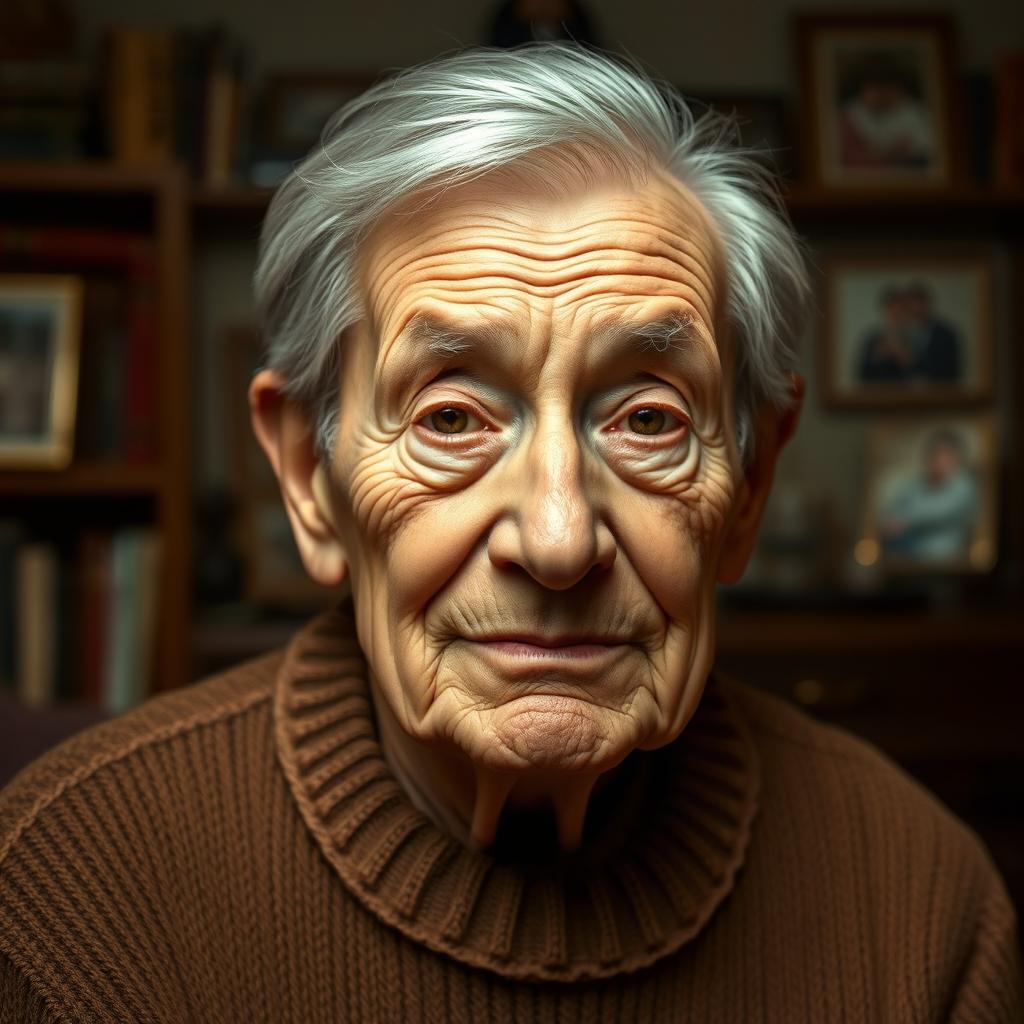 A realistic portrait of an elderly person, showcasing their wise and expressive features