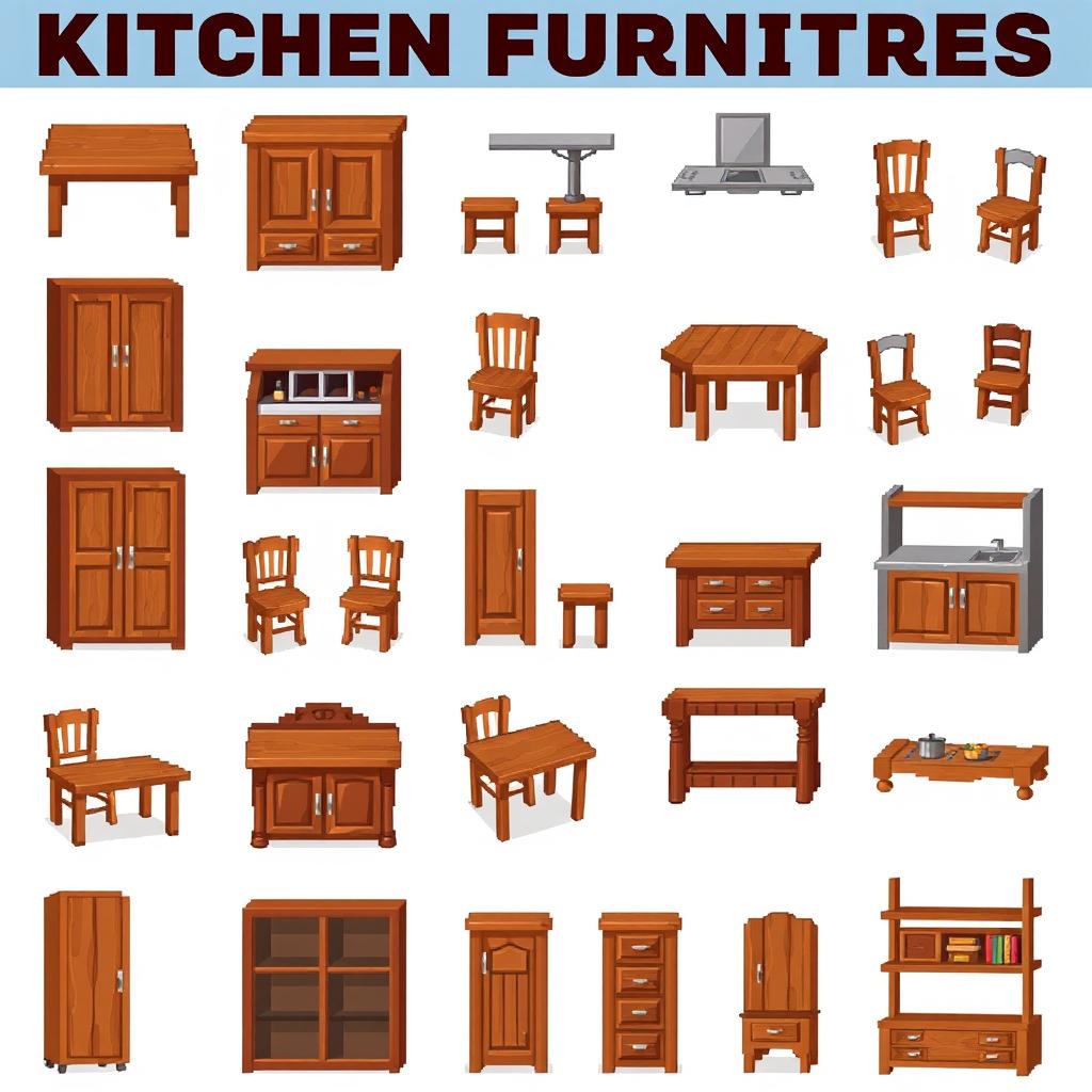 Pixel Perfect Kitchen: Colorful Wooden Sprites