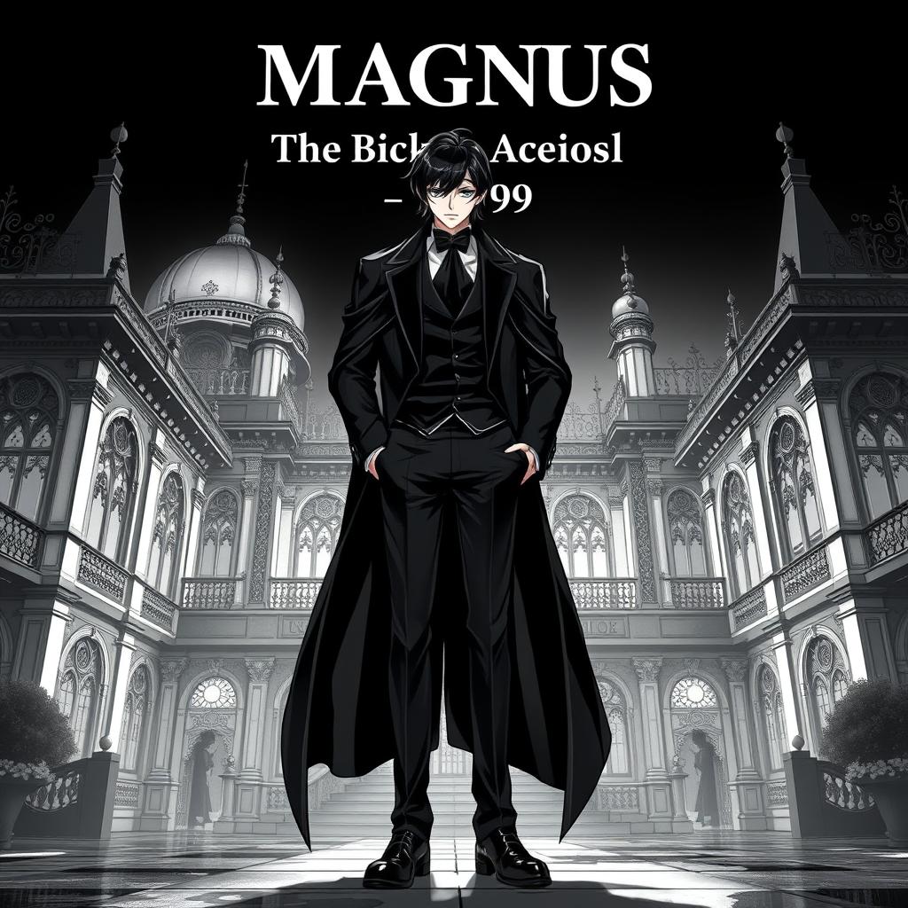 An anime-style book cover for 'Magnus The Black Ace99', set in Zhepyros School in Indonesia