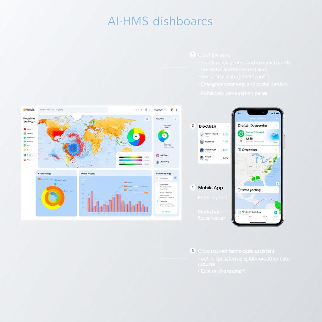 A conceptual visualization of an AI-HHMS Dashboard and Mobile App interface