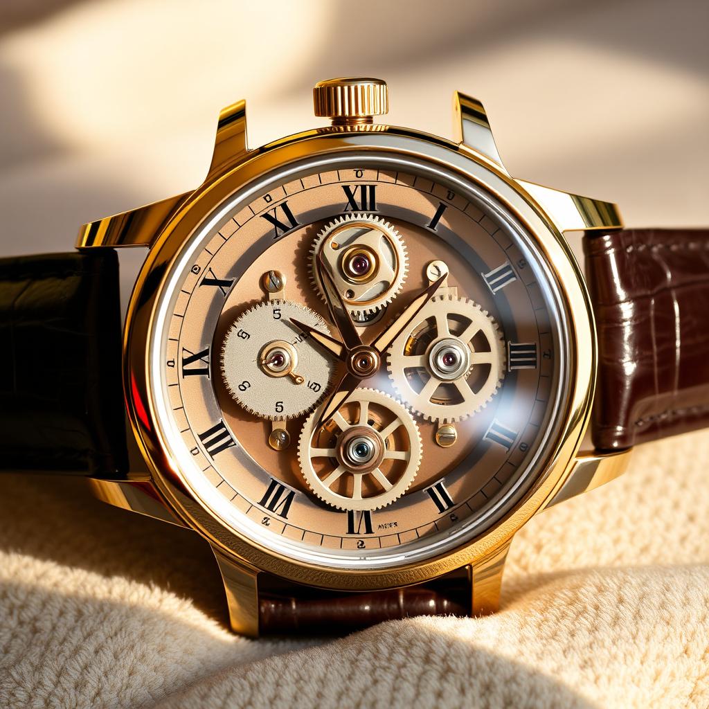 A beautifully crafted mechanical wristwatch, showcasing intricate gears and a stunning open-heart design