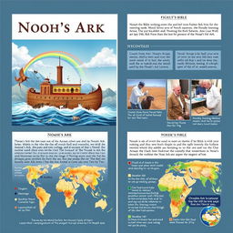 An informative visual representation illustrating the Biblical account of Noah's Ark alongside recent scientific findings