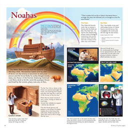 An informative visual representation illustrating the Biblical account of Noah's Ark alongside recent scientific findings