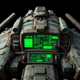 A rugged, old-fashioned spaceship inspired by classic sci-fi series like Firefly and Farscape