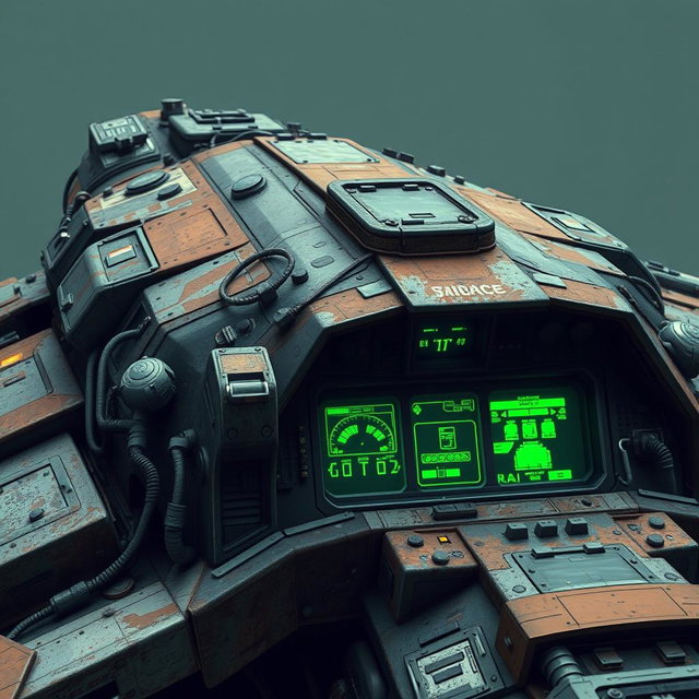 A rugged, old-fashioned spaceship inspired by classic sci-fi series like Firefly and Farscape