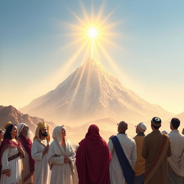 A serene and meaningful portrayal of Mount Sinai as a symbol of divine revelation for Jews, Christians, and Muslims