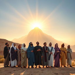 A serene and meaningful portrayal of Mount Sinai as a symbol of divine revelation for Jews, Christians, and Muslims