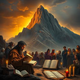 An inspiring representation of Mount Sinai as a powerful symbol of spirituality and the struggle for truth and obedience to God