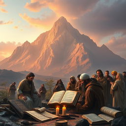 An inspiring representation of Mount Sinai as a powerful symbol of spirituality and the struggle for truth and obedience to God