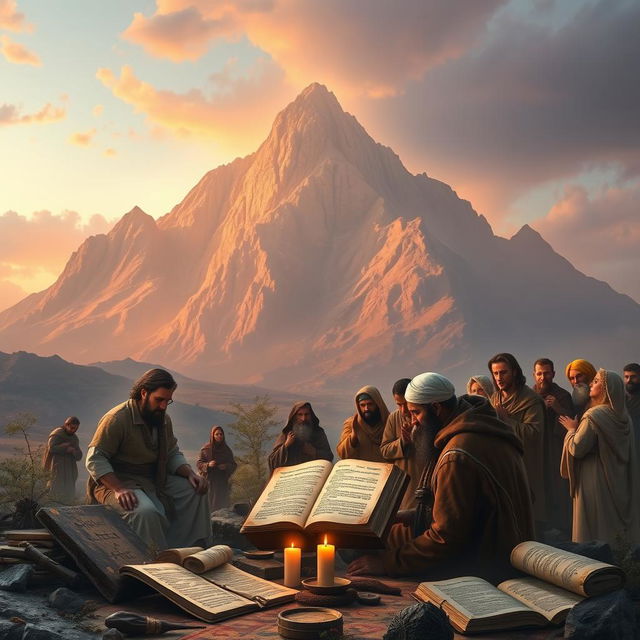 An inspiring representation of Mount Sinai as a powerful symbol of spirituality and the struggle for truth and obedience to God