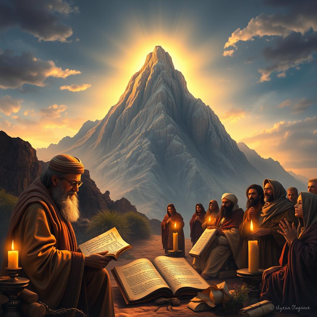 An inspiring representation of Mount Sinai as a powerful symbol of spirituality and the struggle for truth and obedience to God