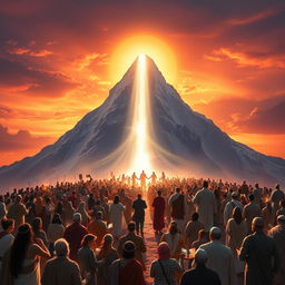 A striking visual representation of Mount Sinai as a transformative meeting point between the ancient and the modern, the human and the divine