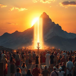 A striking visual representation of Mount Sinai as a transformative meeting point between the ancient and the modern, the human and the divine