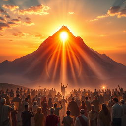 A striking visual representation of Mount Sinai as a transformative meeting point between the ancient and the modern, the human and the divine