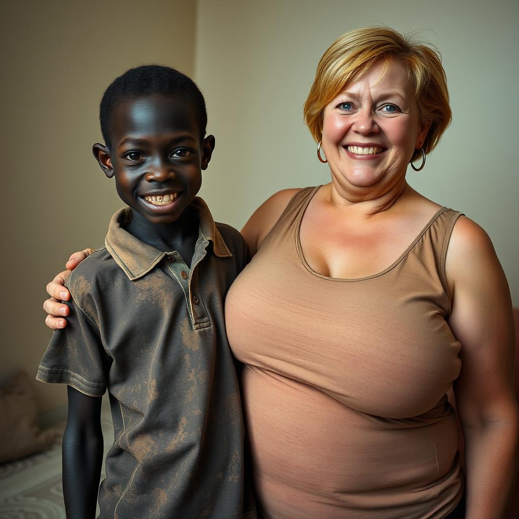 In a basic room setting, a unique and striking scene is presented