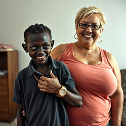 In a basic room setting, a striking and unique scene is captured