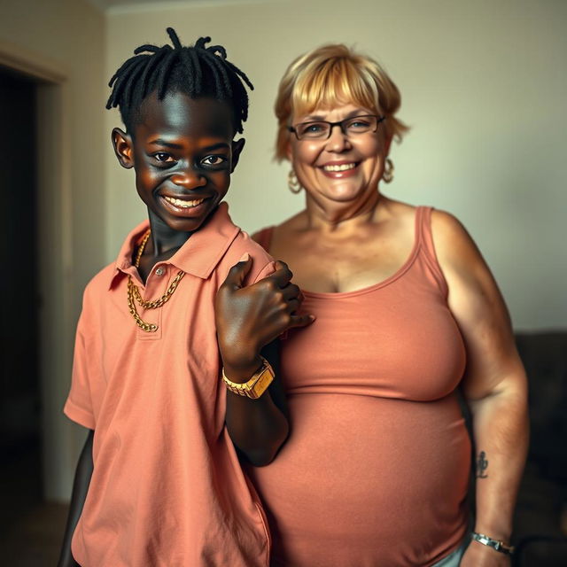 In a basic room setting, a striking and unique scene is captured