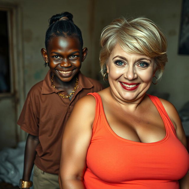 In a poor room setting, an intriguing and striking scene unfolds