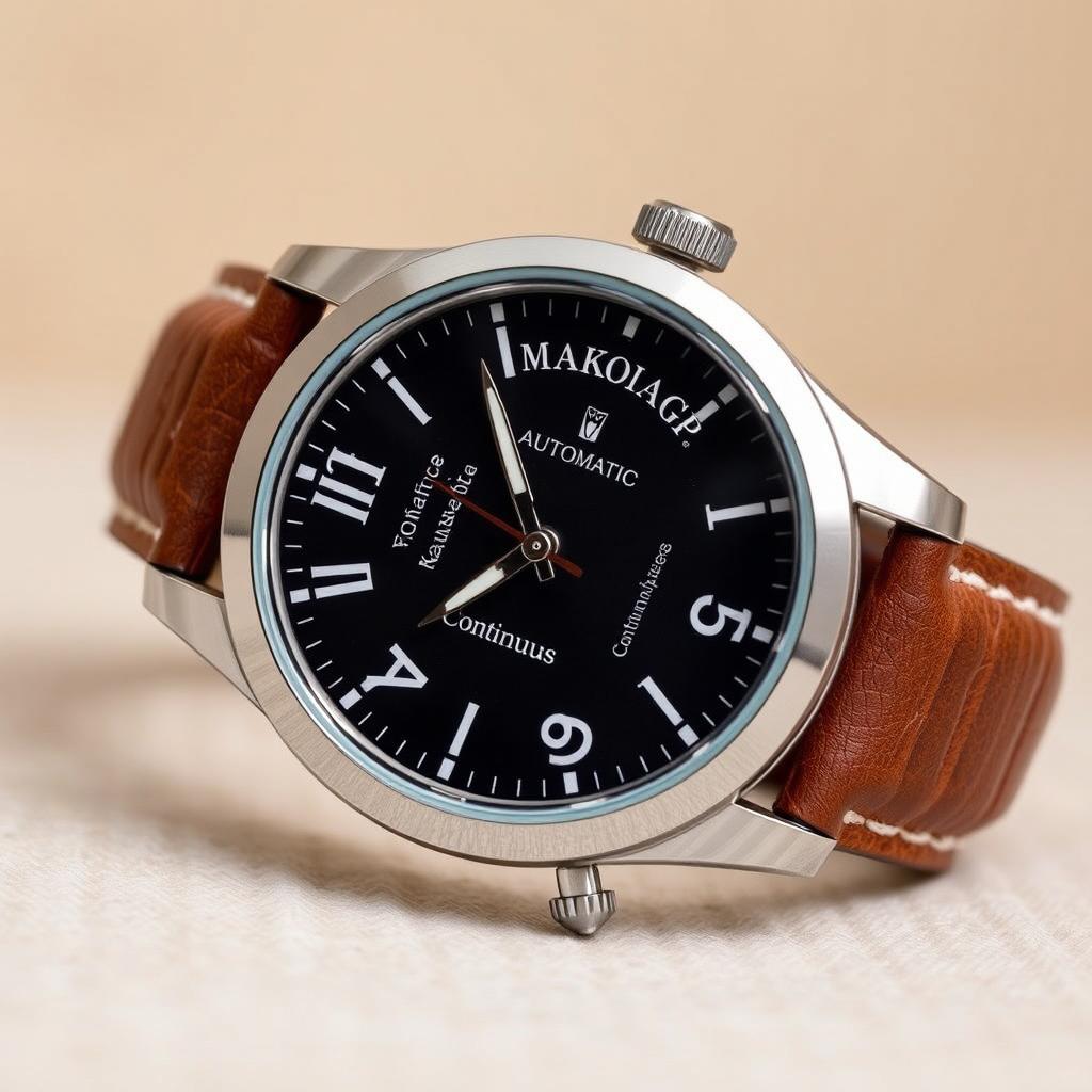 An exquisite automatic mechanical wristwatch featuring a robust 45 millimeter stainless steel case that combines durability with luxury