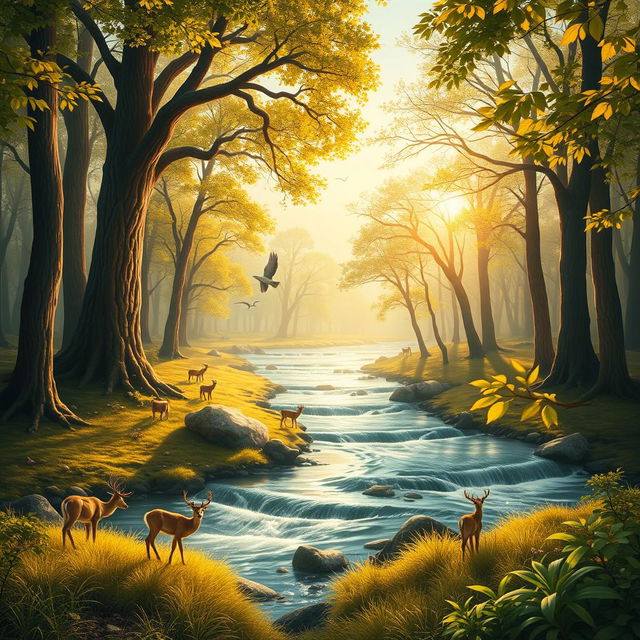 A serene and philosophical representation of 'Svabhava Dharma', illustrating the natural order and intrinsic qualities of beings