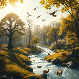 A serene and philosophical representation of 'Svabhava Dharma', illustrating the natural order and intrinsic qualities of beings