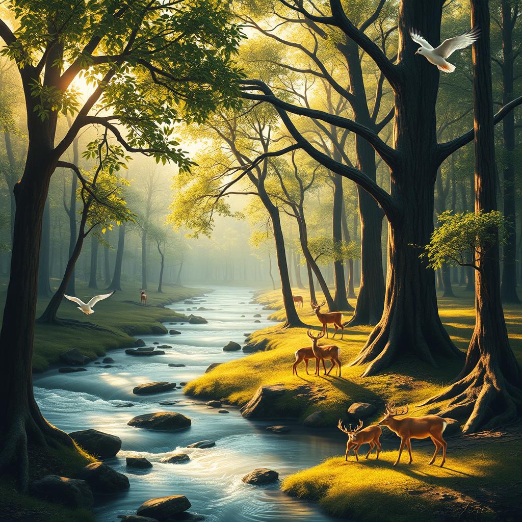 A serene and philosophical representation of 'Svabhava Dharma', illustrating the natural order and intrinsic qualities of beings