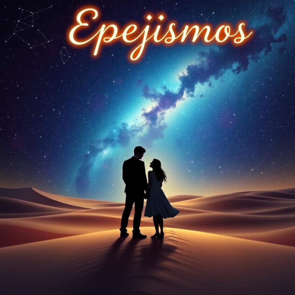 A romantic and enchanting cover for a short story titled 'Espejismos'