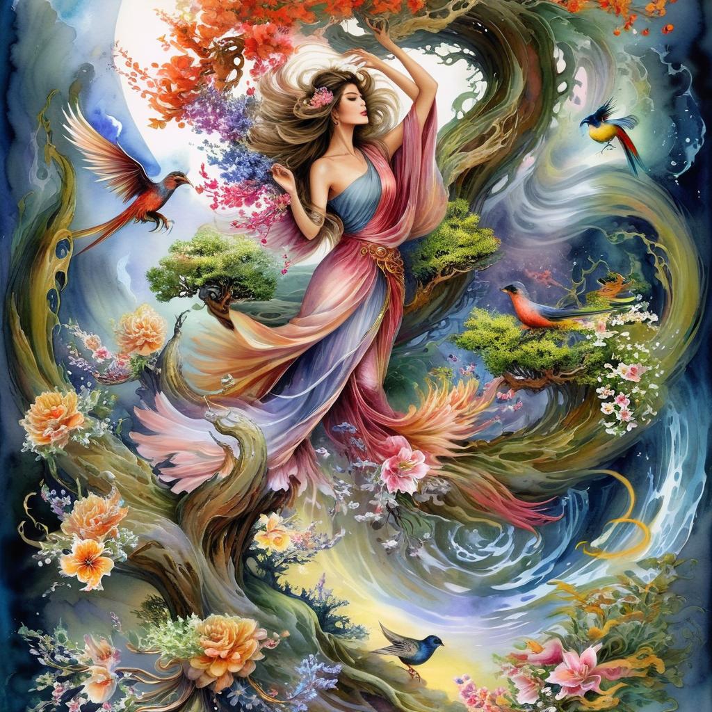 Enchanting Mermaid Fairy in a Floral Wonderland