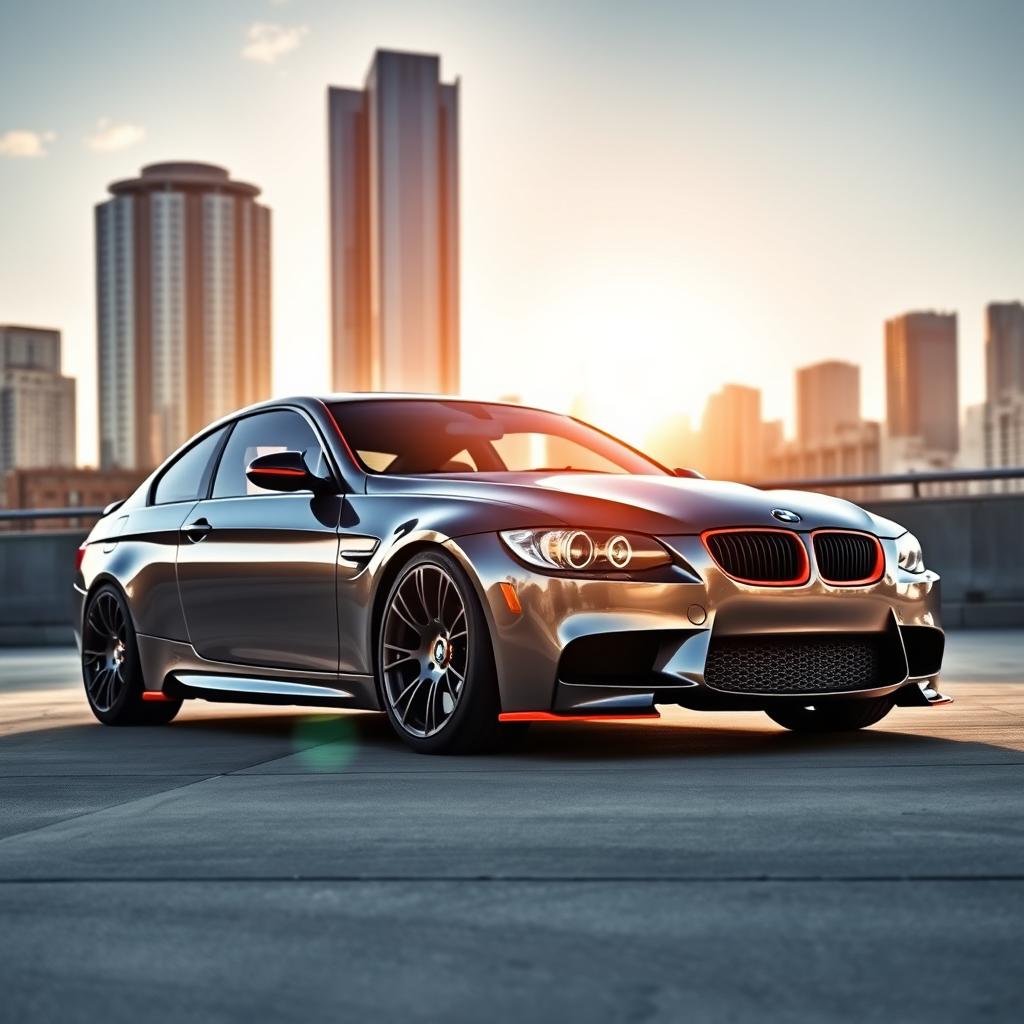 A stunning BMW E90 in a unique Nardo Grey finish, accented with vibrant orange details