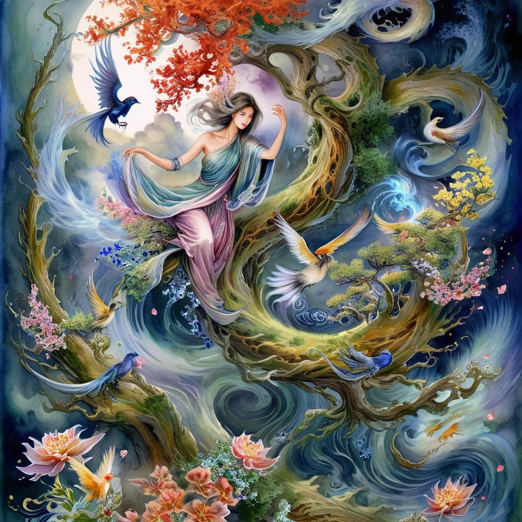 Enchanting Mermaid Fairy Deity in Vibrant Flora