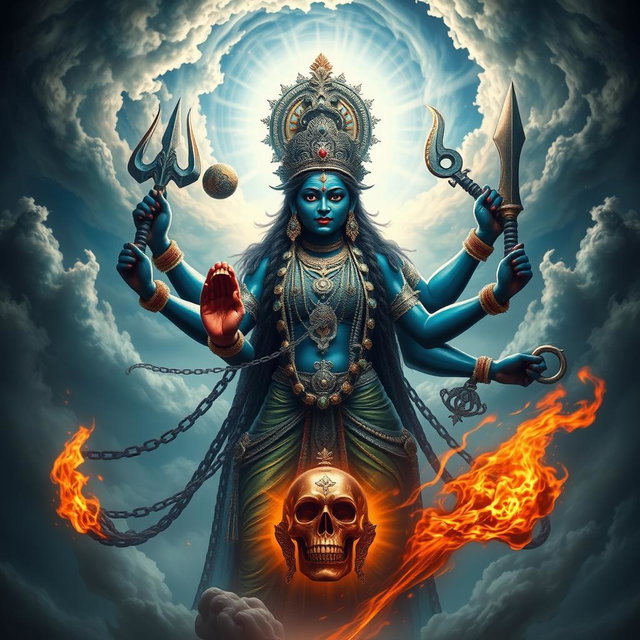 A powerful and stunning depiction of Goddess Kali, the Hindu goddess of time, creation, destruction, and power