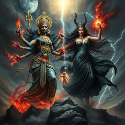 An epic confrontation between Goddess Kali and Goddess Lilith in a dramatic and chaotic battle for the Antichrist, the son of the end times