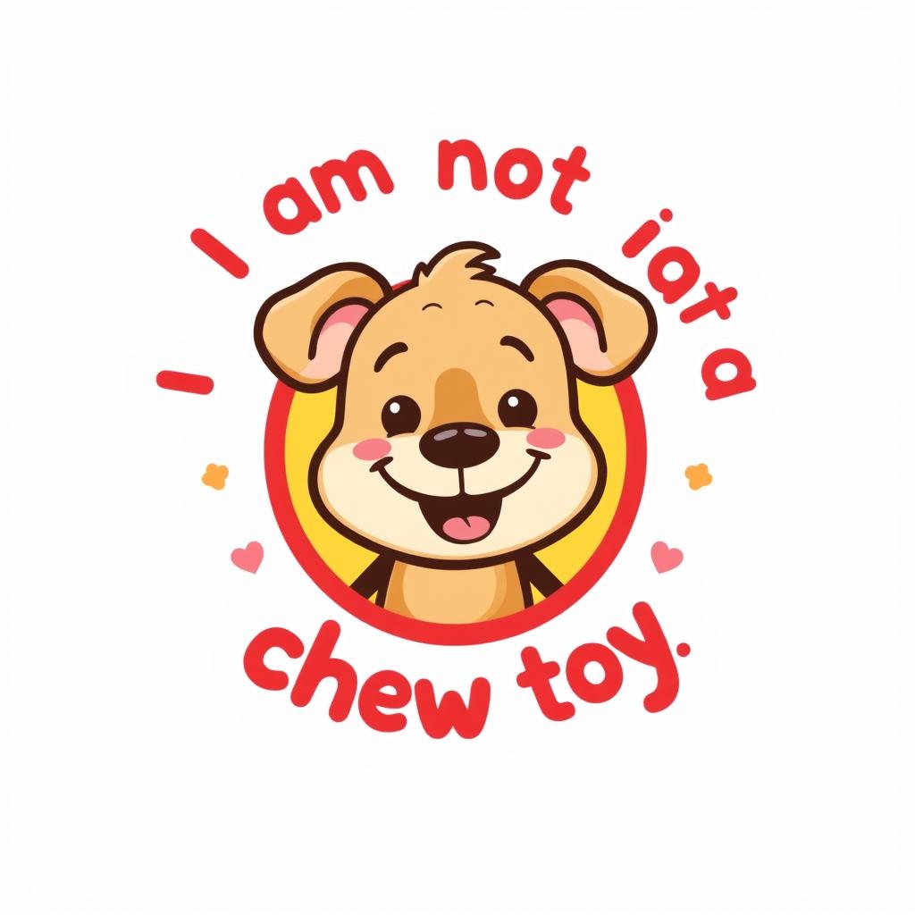 A cartoonish logo designed for a toddler's t-shirt, featuring a playful and cheerful animal character, like a friendly puppy or a cute teddy bear, that has a big, friendly smile