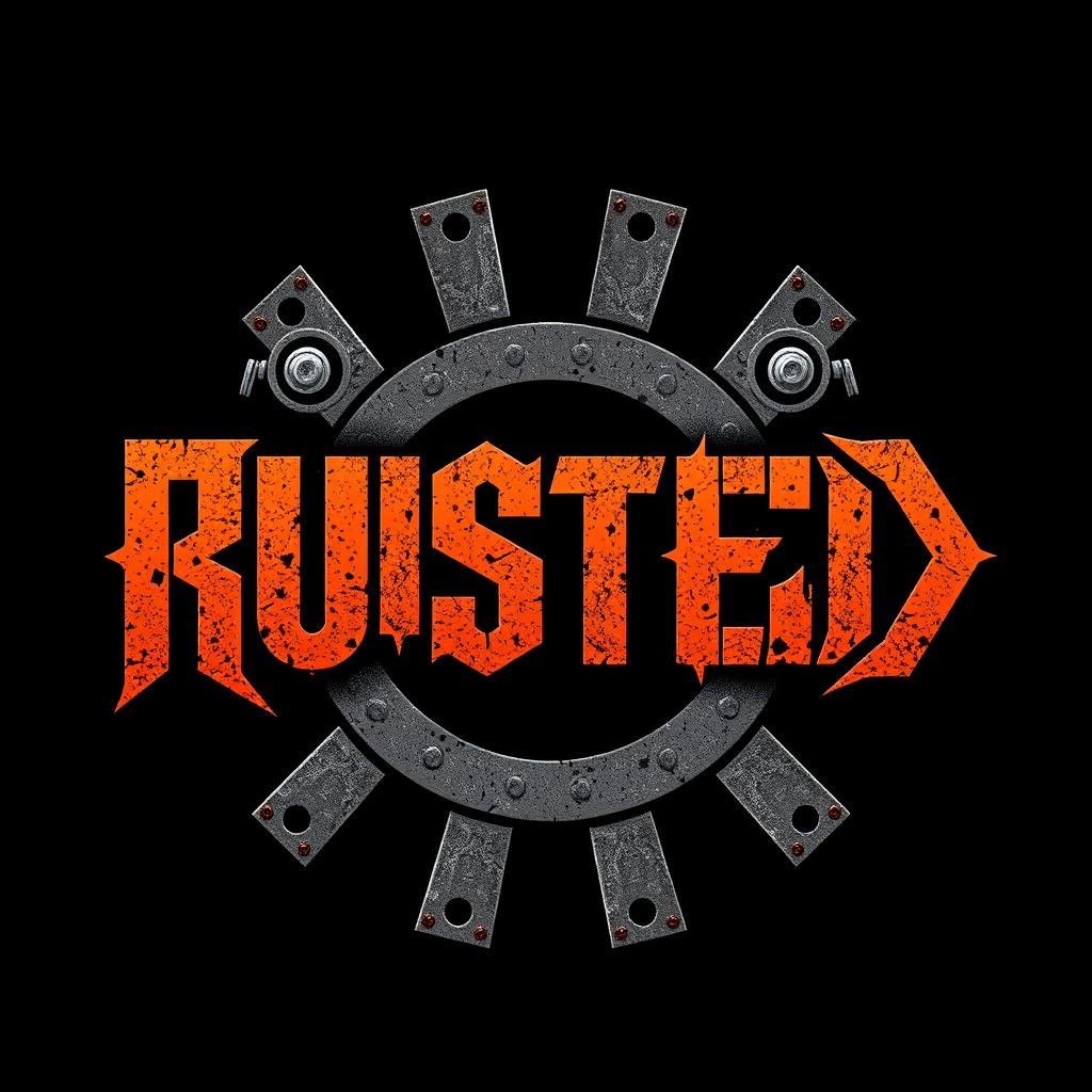 A bold and edgy logo design for a band called 'Rusted'