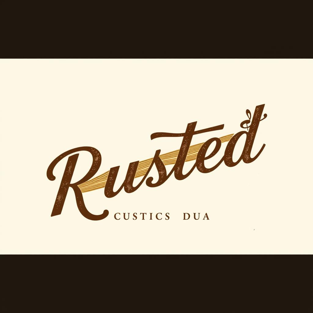 A stylish and artistic logo design for an acoustic duo band called 'Rusted'