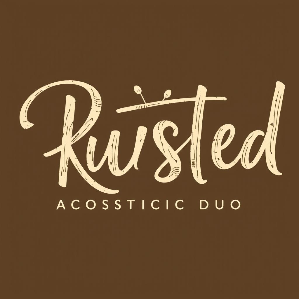 A creative and inviting logo design for an acoustic duo band called 'Rusted'