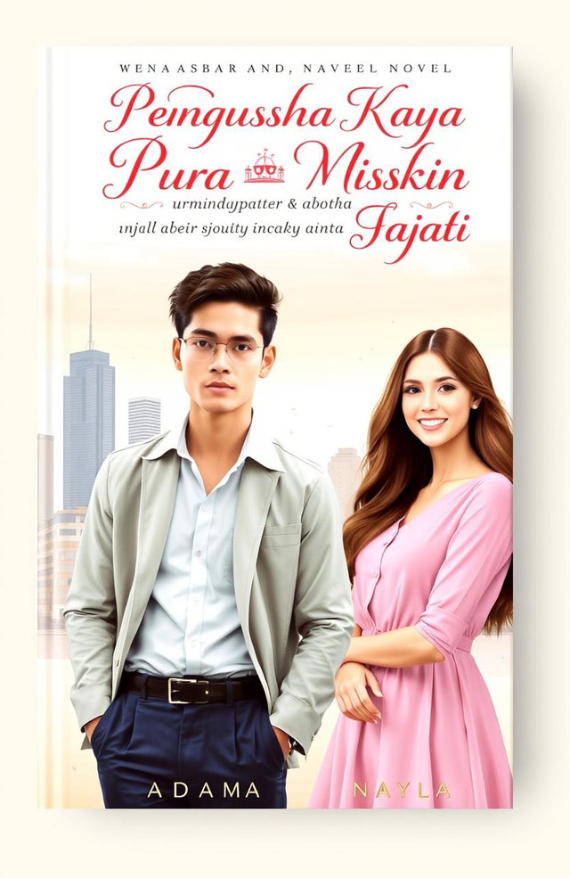 A novel cover for a romantic story titled 'Pengusaha Kaya Pura Pura Miskin untuk Mendapatkan Cinta Sejati'