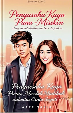 A novel cover for a romantic story titled 'Pengusaha Kaya Pura Pura Miskin untuk Mendapatkan Cinta Sejati'