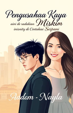 A novel cover for a romantic story titled 'Pengusaha Kaya Pura Pura Miskin untuk Mendapatkan Cinta Sejati'