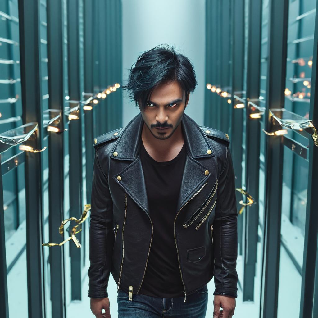 Cinematic Confidence: Stylish Man in a Leather Jacket
