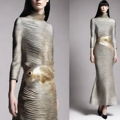 The fashion designer incorporated the distinctive scale texture of the Anaspid fish into their latest clothing collection.